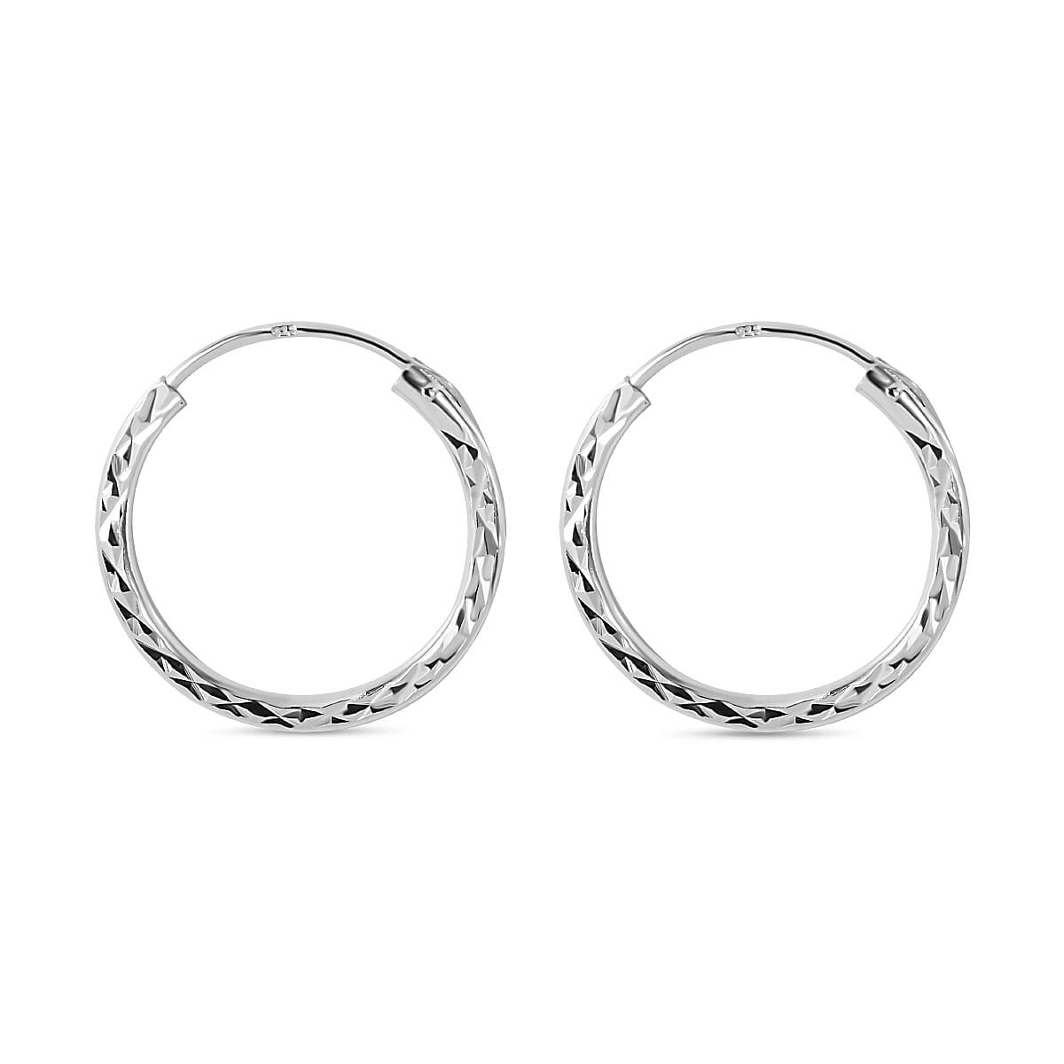 Textured Hoop Earrings in Sterling Silver 1.25 Grams