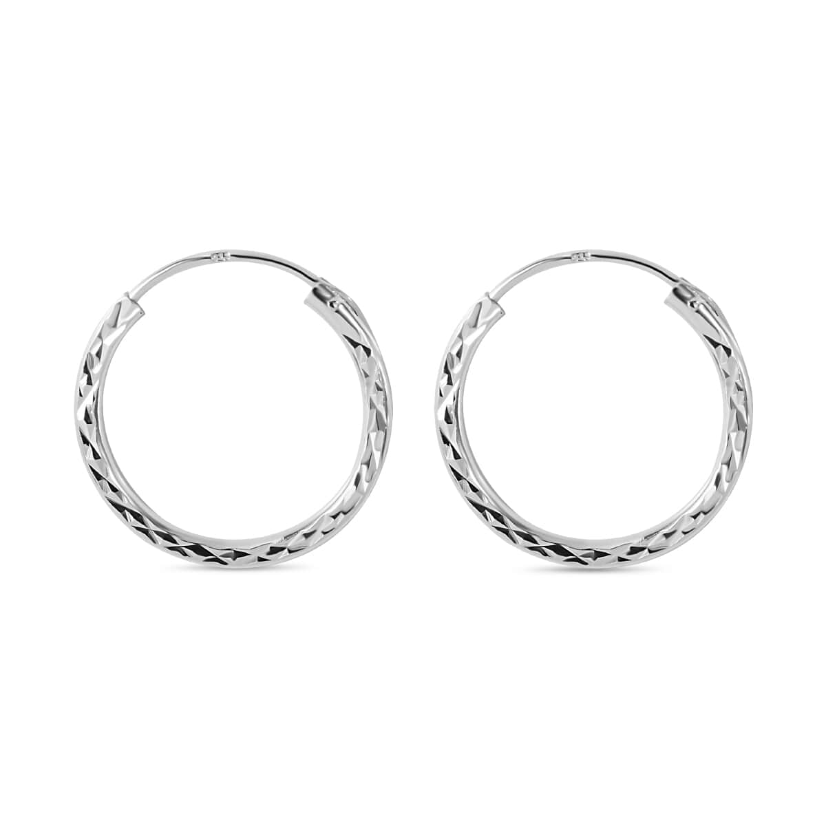 Sterling Silver Textured Hoop Earrings 1.33 Grams image number 3