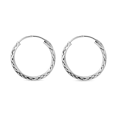 Textured Hoop Earrings in Sterling Silver 1.25 Grams