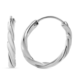 Twisted Rope Hoop Earrings in Sterling Silver 1.38 Grams