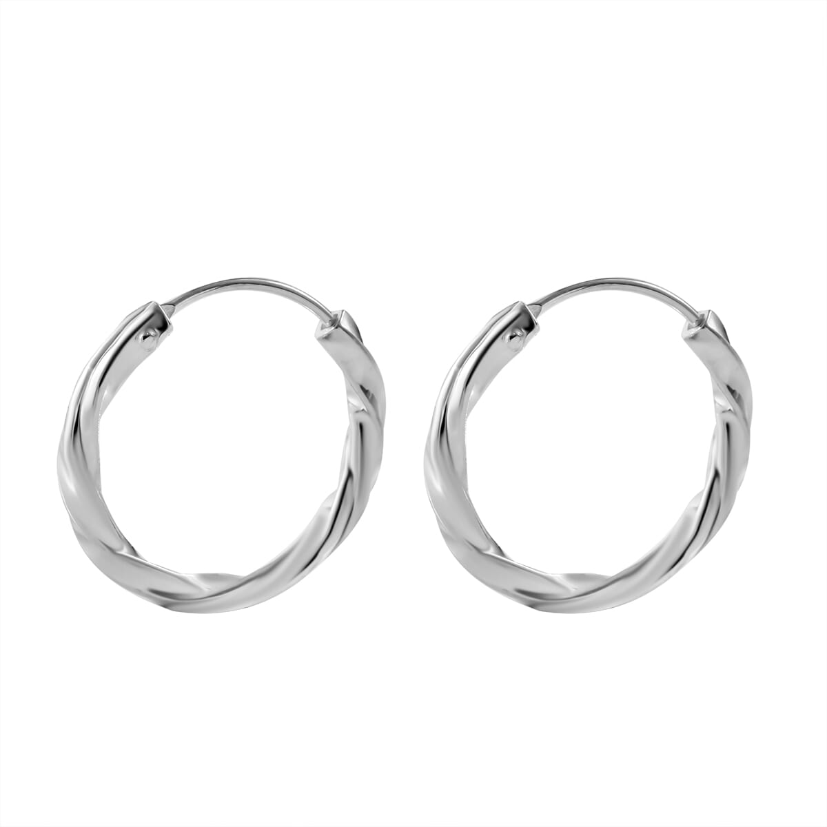 Twisted Rope Hoop Earrings in Sterling Silver 1.38 Grams image number 2