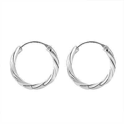 Twisted Rope Hoop Earrings in Sterling Silver 1.38 Grams