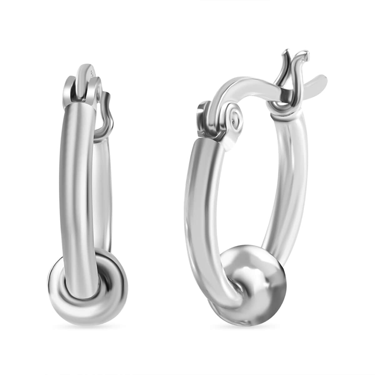 Captive Bead Hoop Earrings in Sterling Silver 2.03 Grams image number 0