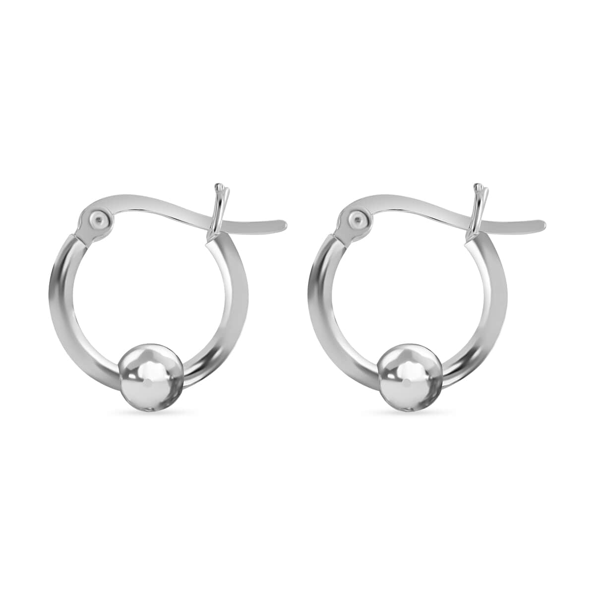 Captive Bead Hoop Earrings in Sterling Silver 2.03 Grams image number 2