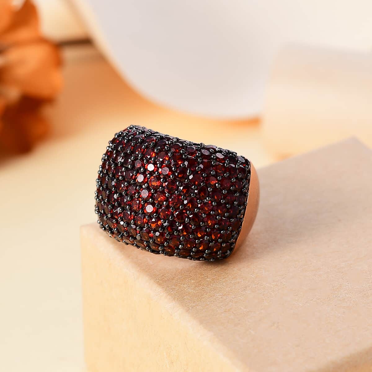 Karis Mozambique Garnet Dome Ring in 18K RG Plated (Size 10.0) (Del. in 8-10 Days) 8.20 ctw image number 1