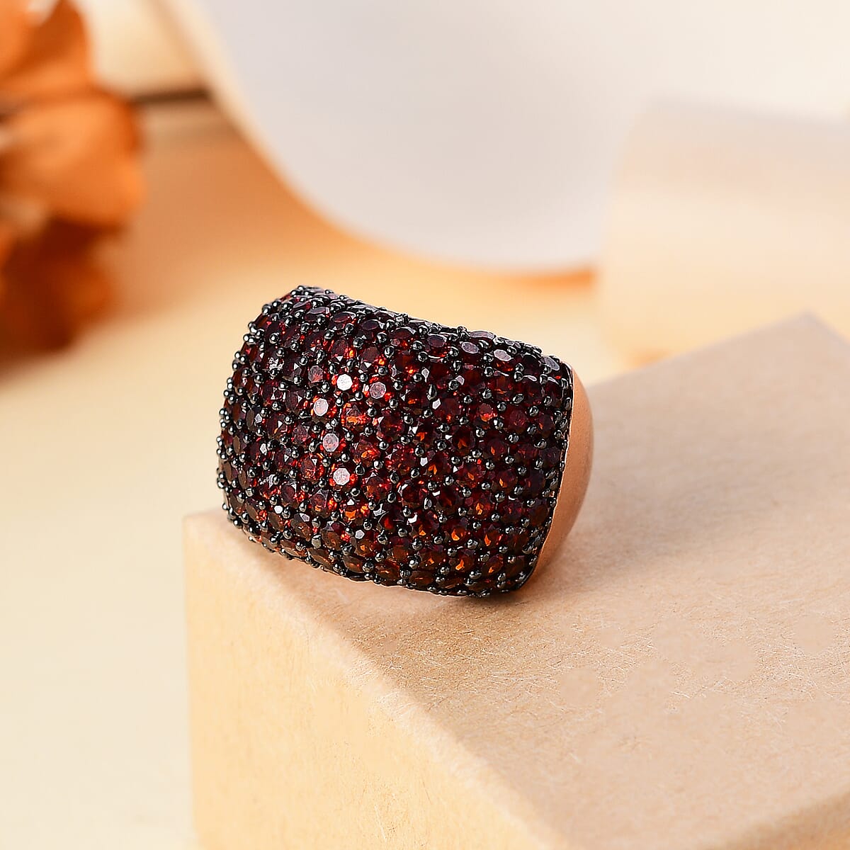 Karis Mozambique Garnet 8.20 ctw Dome Ring in 18K RG Plated (Size 9.0) image number 1