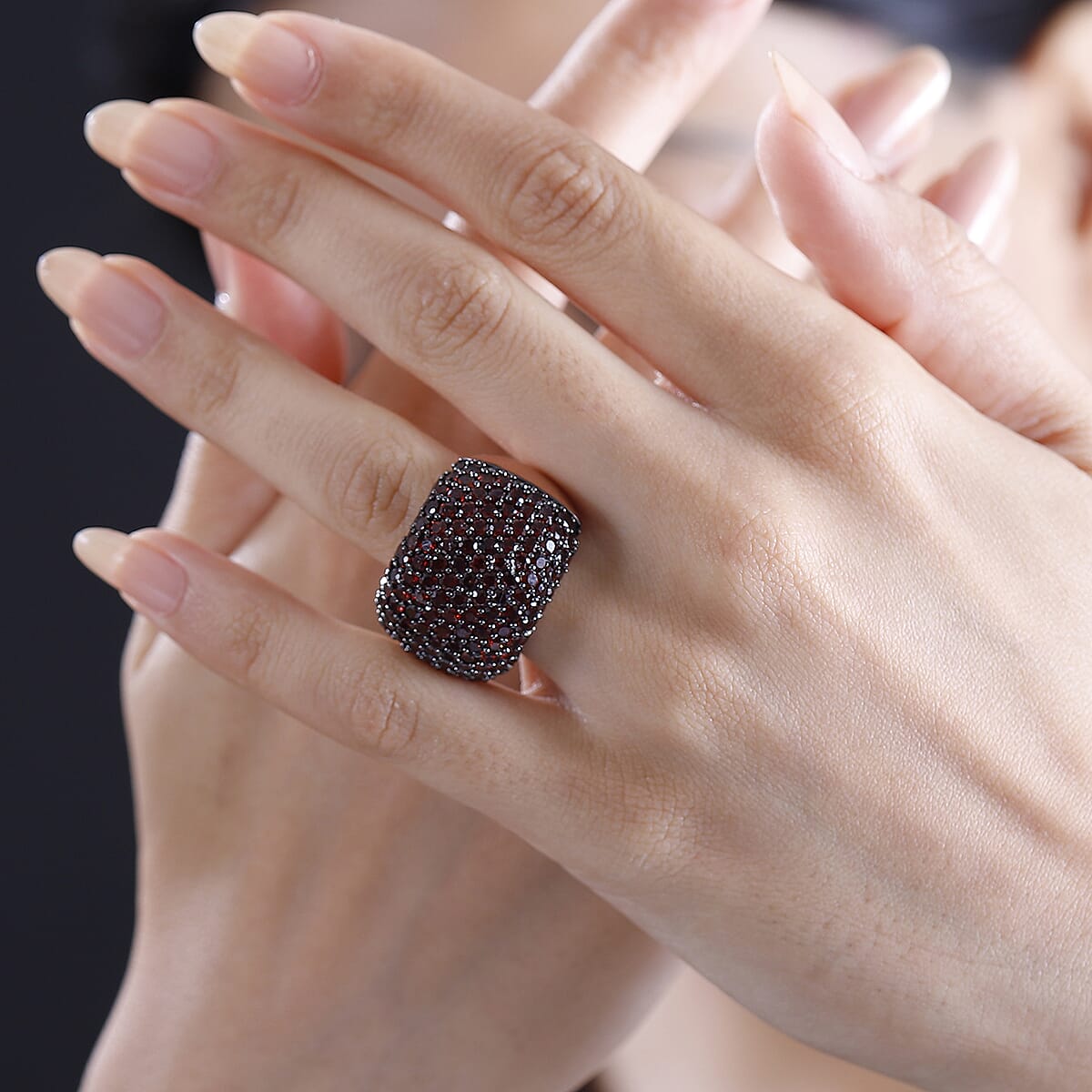 Karis Mozambique Garnet 8.20 ctw Dome Ring in 18K RG Plated (Size 9.0) image number 2