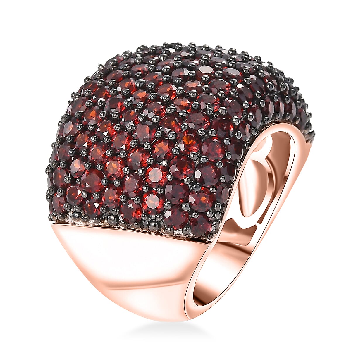 Karis Mozambique Garnet 8.20 ctw Dome Ring in 18K RG Plated (Size 9.0) image number 3