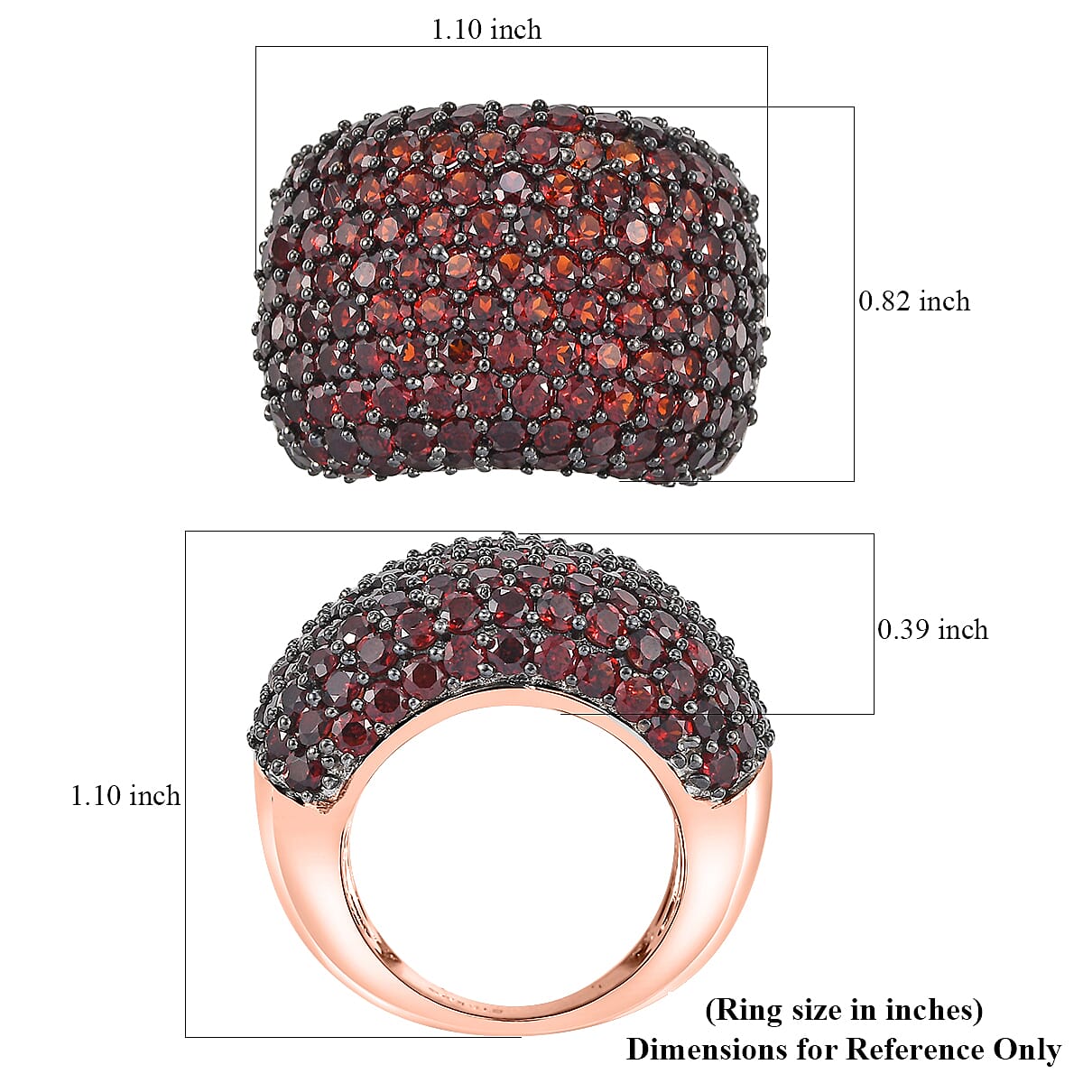 Karis Mozambique Garnet 8.20 ctw Dome Ring in 18K RG Plated (Size 9.0) image number 5