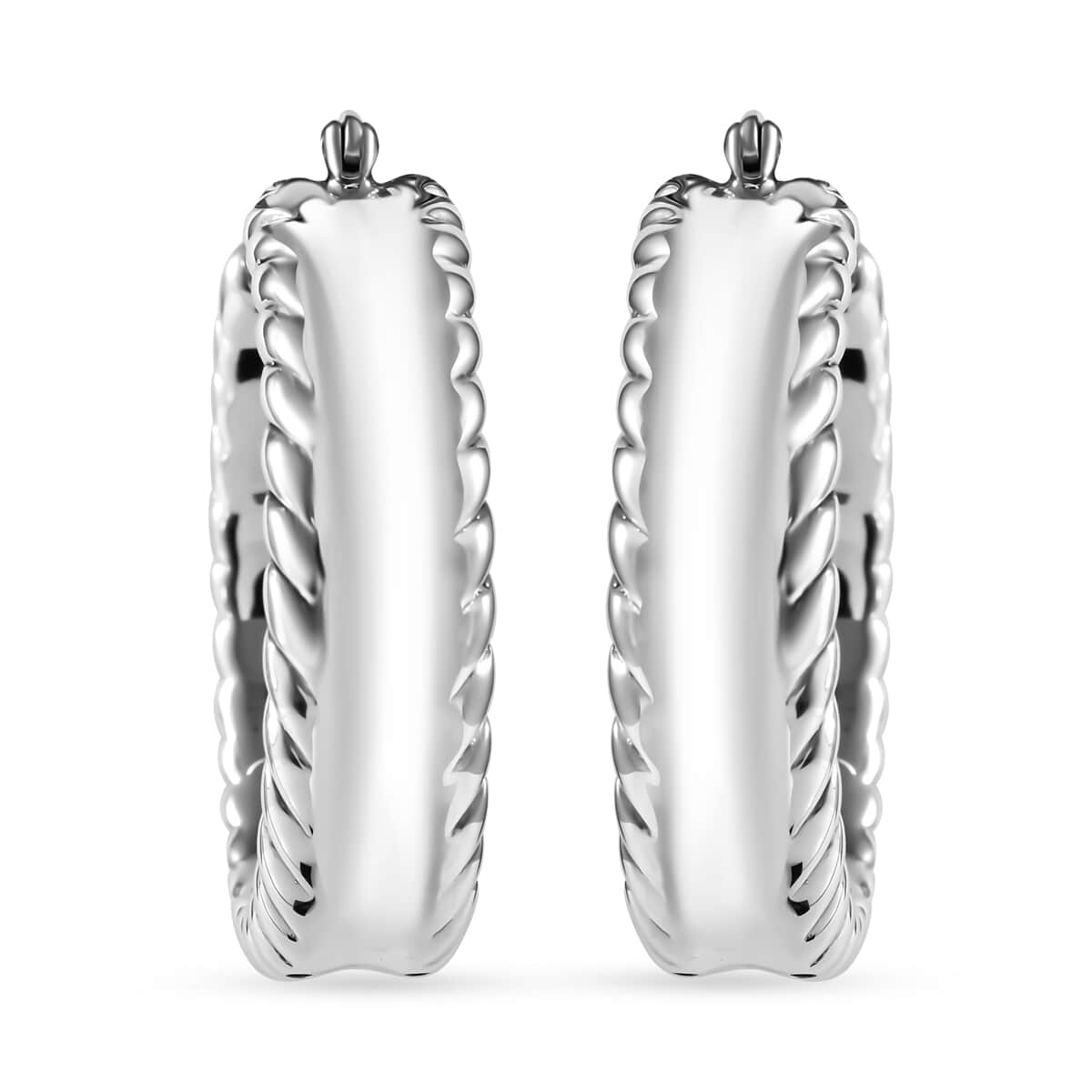 Rope Twisted Hoop Earrings in Sterling Silver 10 Grams image number 0