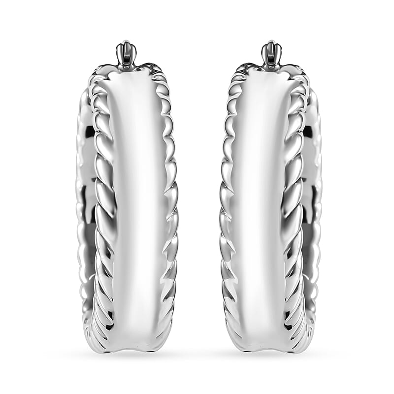 Rope Twisted Hoop Earrings in Sterling Silver 10 Grams