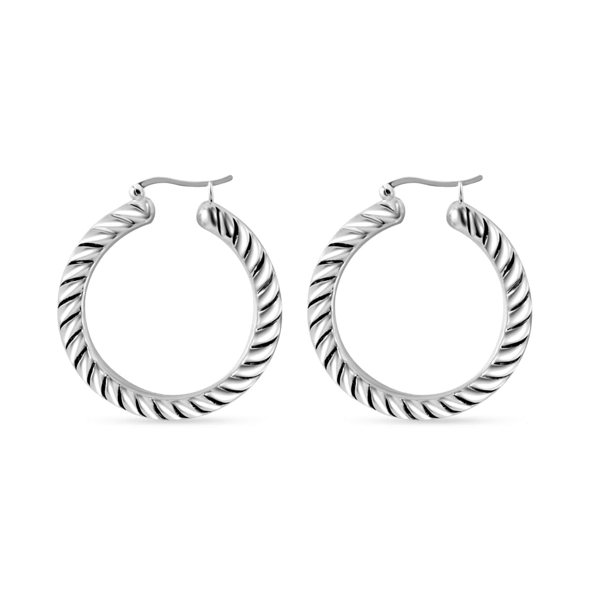 Rope Twisted Hoop Earrings in Sterling Silver 10 Grams image number 3