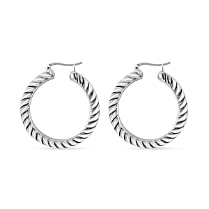 Rope Twisted Hoop Earrings in Sterling Silver 10 Grams