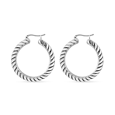 Rope Twisted Hoop Earrings in Sterling Silver 10 Grams
