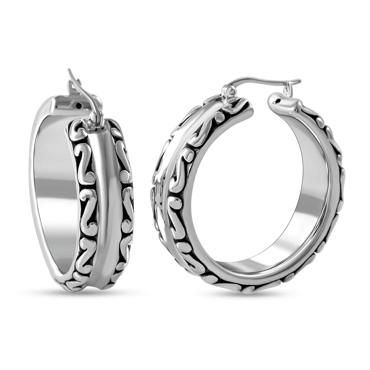 Filigree Hoop Earrings in Sterling Silver 10.5 Grams image number 0