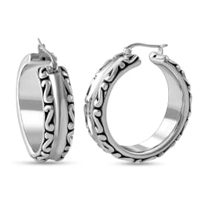 Filigree Hoop Earrings in Sterling Silver 10.5 Grams