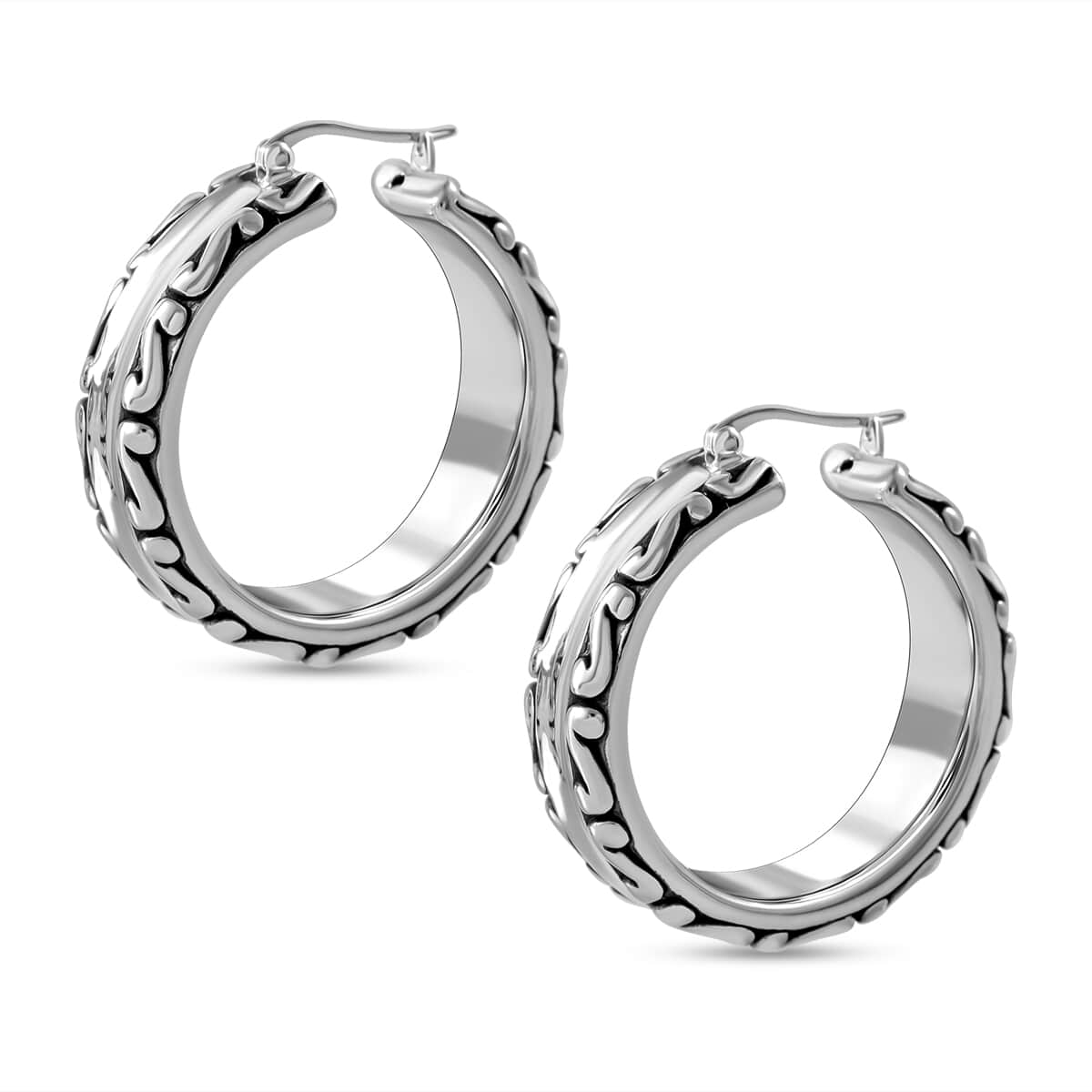 Filigree Hoop Earrings in Sterling Silver 10.5 Grams image number 2