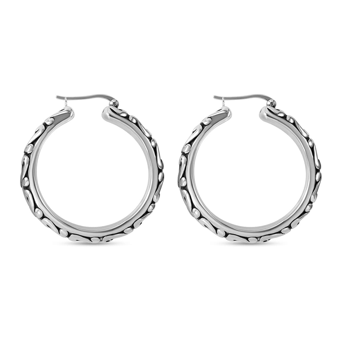 Filigree Hoop Earrings in Sterling Silver 10.5 Grams image number 3