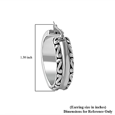 Filigree Hoop Earrings in Sterling Silver 10.5 Grams