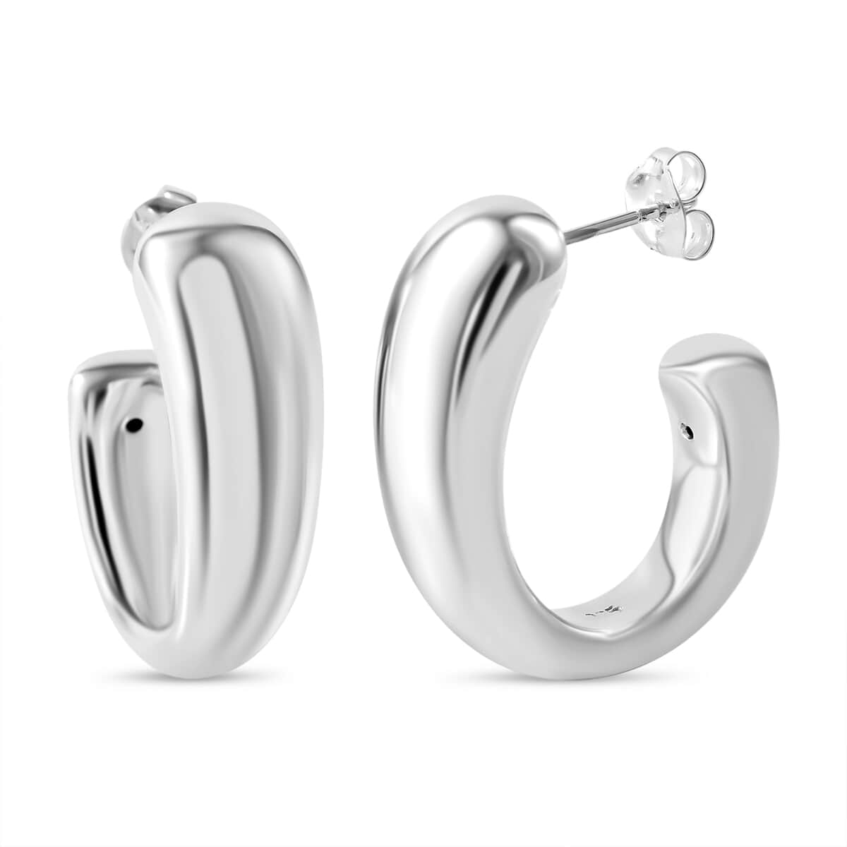 Sterling Silver Half Hoop Earrings 9 Grams image number 0