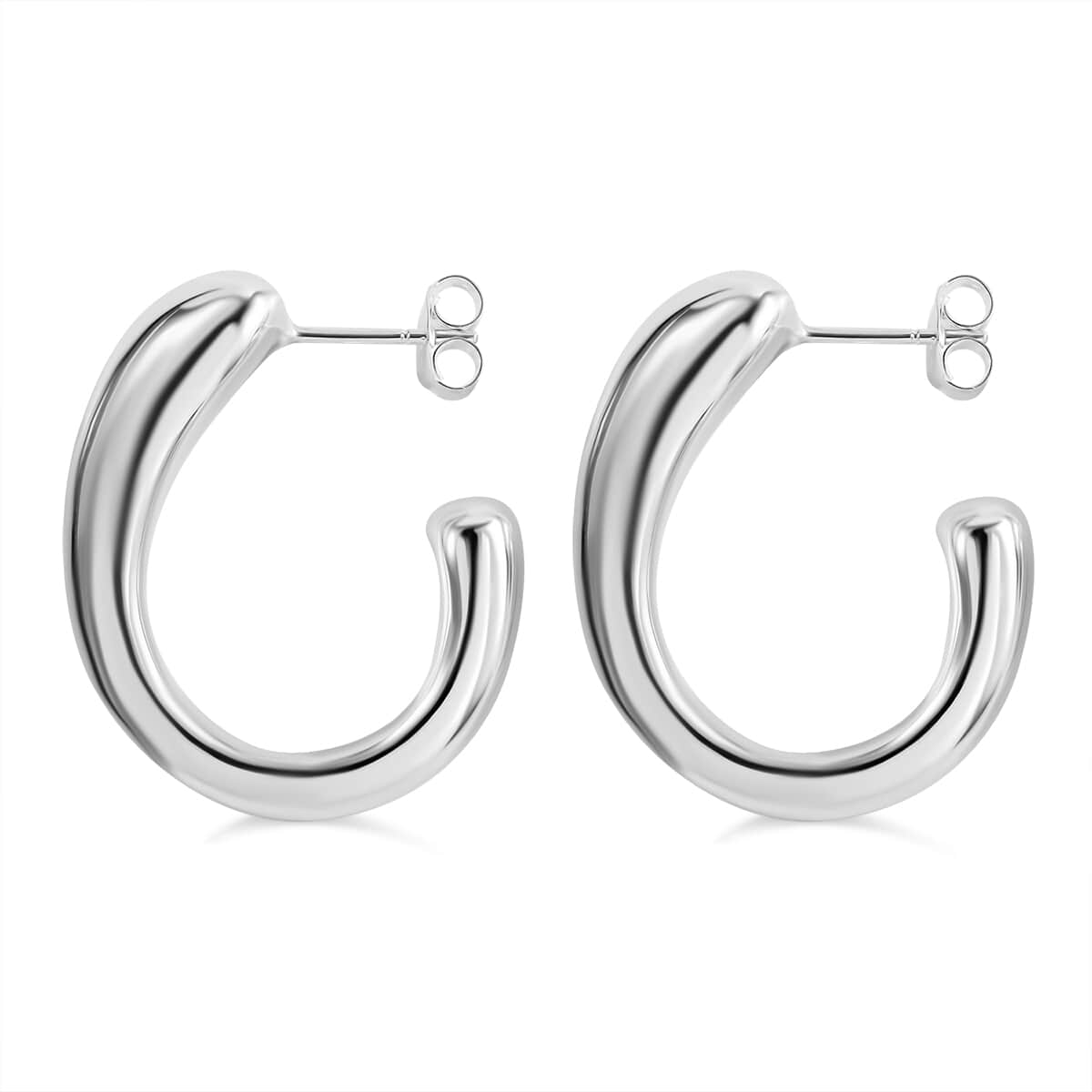 Sterling Silver Half Hoop Earrings 9 Grams image number 2