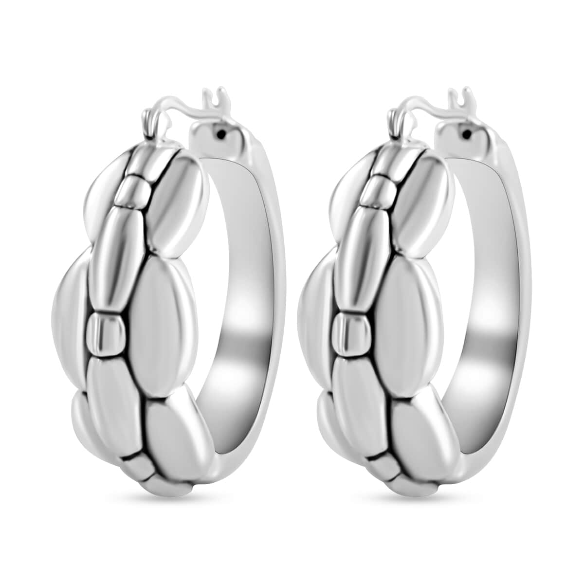 Hoop Earrings in Sterling Silver 10 Grams image number 2