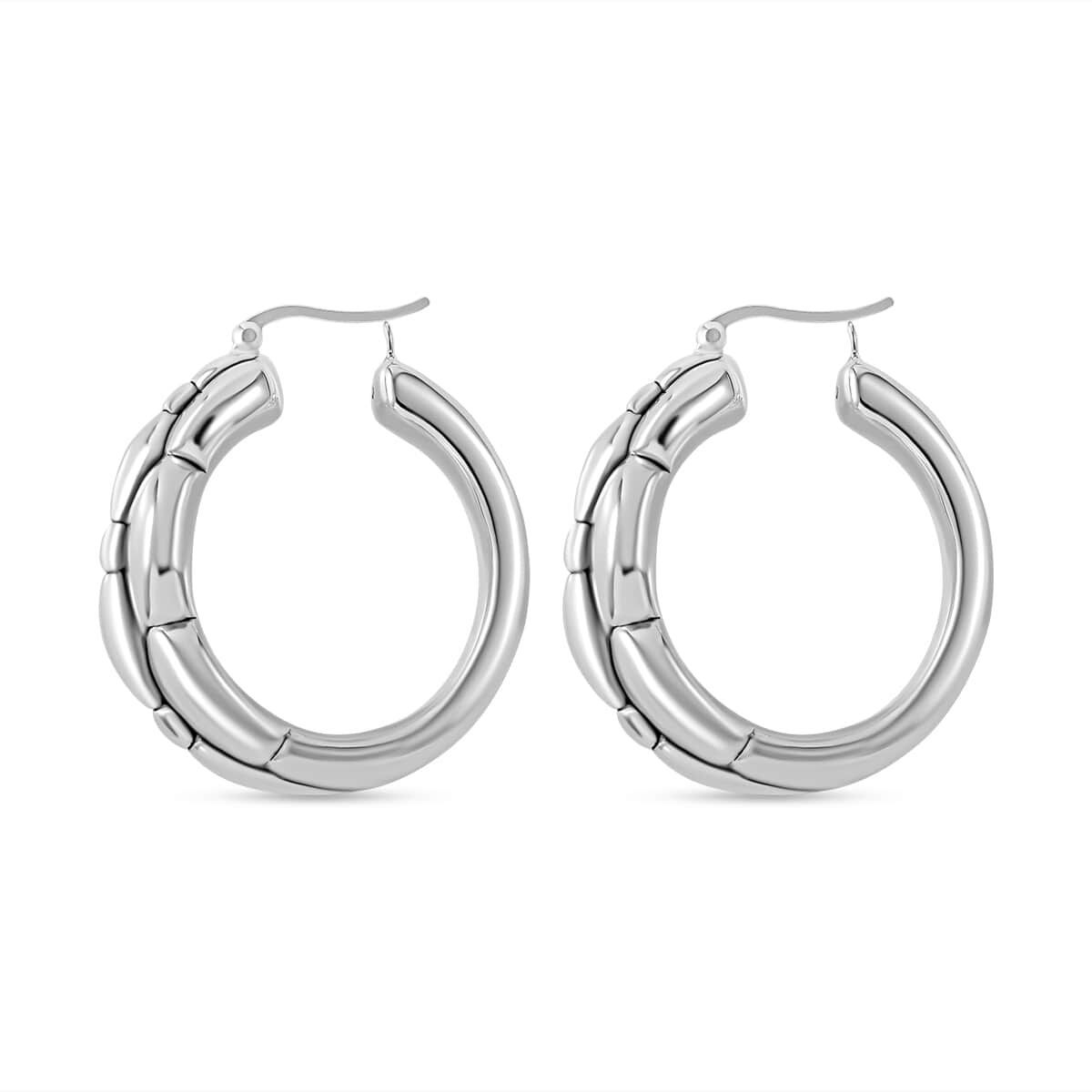 Hoop Earrings in Sterling Silver 10 Grams image number 3