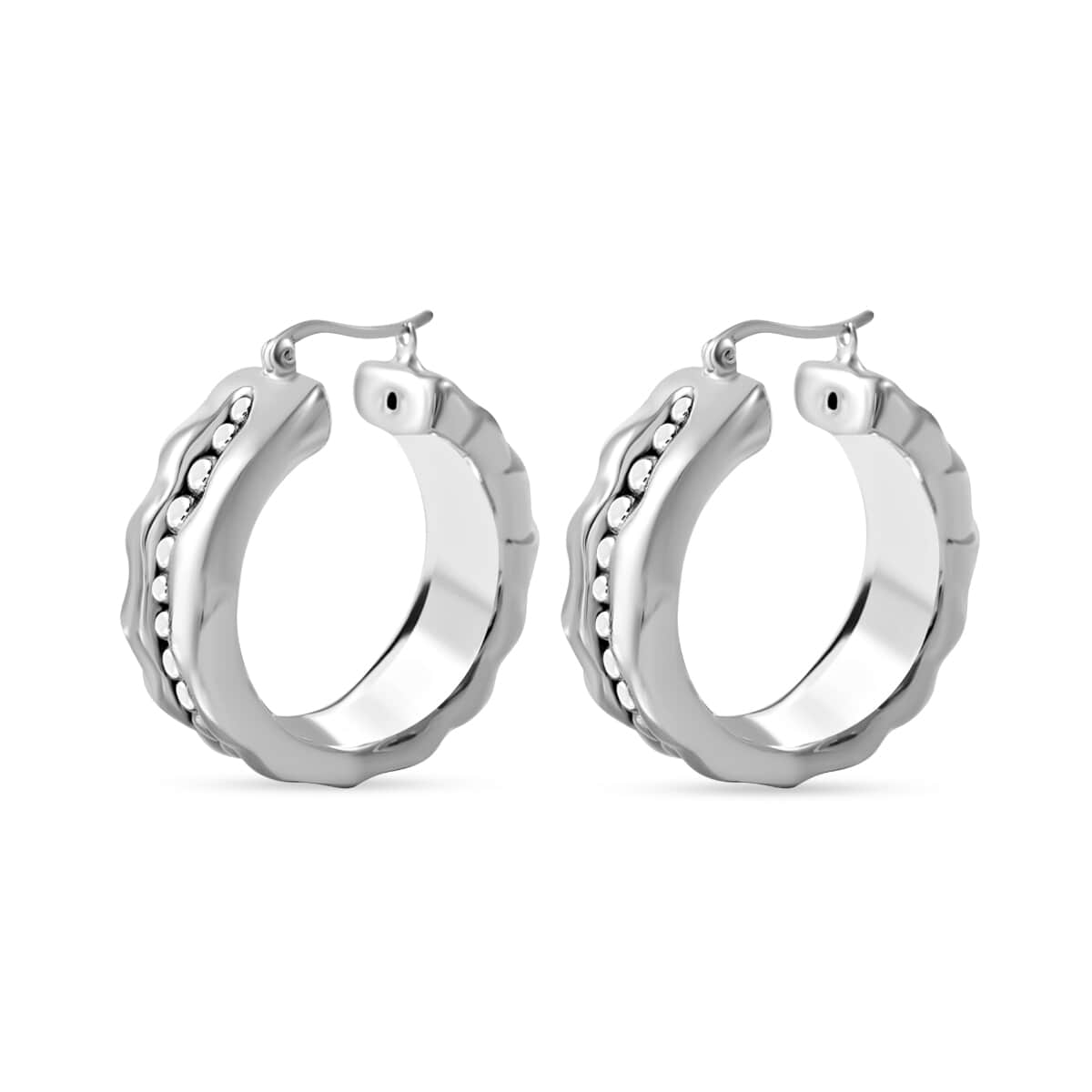 Sterling Silver Hoop Earrings 9.93 Grams image number 2