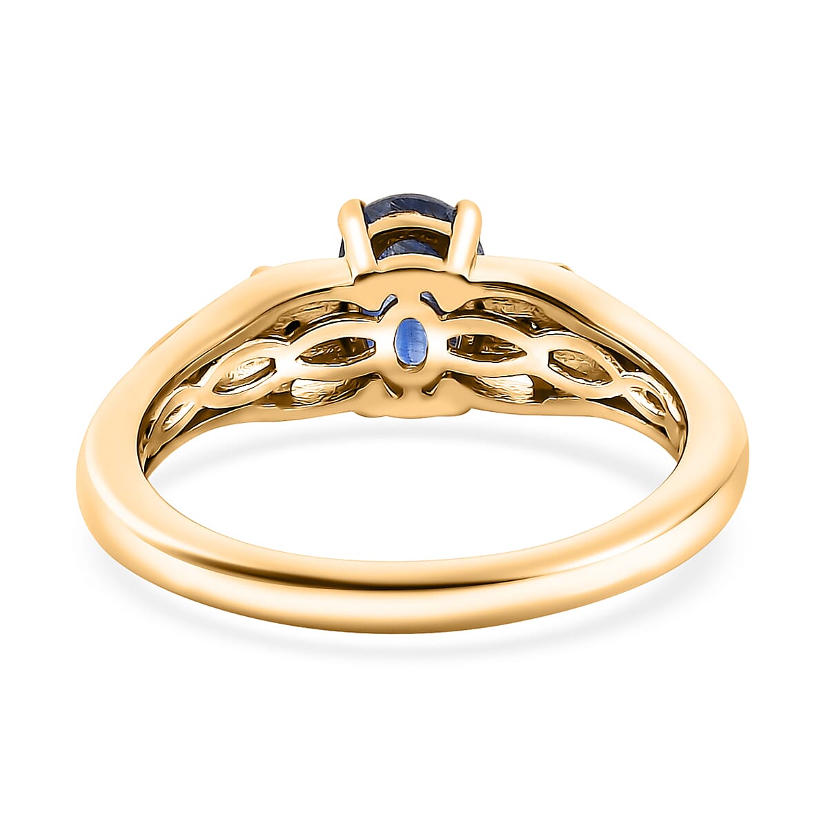 Kashmir Kyanite and Diamond 1.15 ctw Shooting Star Ring in 18K Vermeil Yellow Gold Over Sterling Silver (Size 10.0)