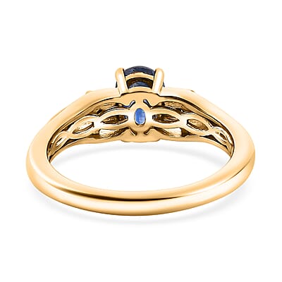 Kashmir Kyanite and Diamond 1.15 ctw Shooting Star Ring in 18K Vermeil Yellow Gold Over Sterling Silver (Size 10.0)