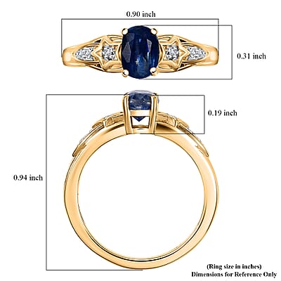 Kashmir Kyanite and Diamond 1.15 ctw Shooting Star Ring in 18K Vermeil Yellow Gold Over Sterling Silver (Size 10.0)
