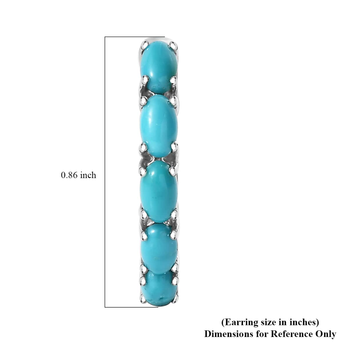 Sleeping Beauty Turquoise 1.90 ctw Fish Hoop Earrings in Rhodium Over Sterling Silver image number 4