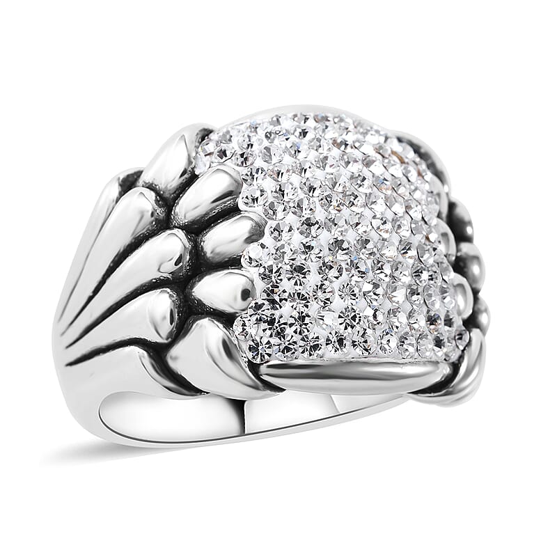 White Austrian Crystal Ring in Sterling Silver (Size 10.0)