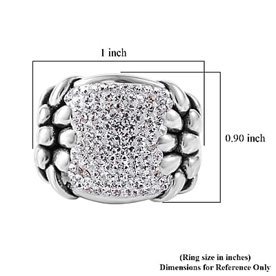 White Austrian Crystal Ring in Sterling Silver (Size 10.0)