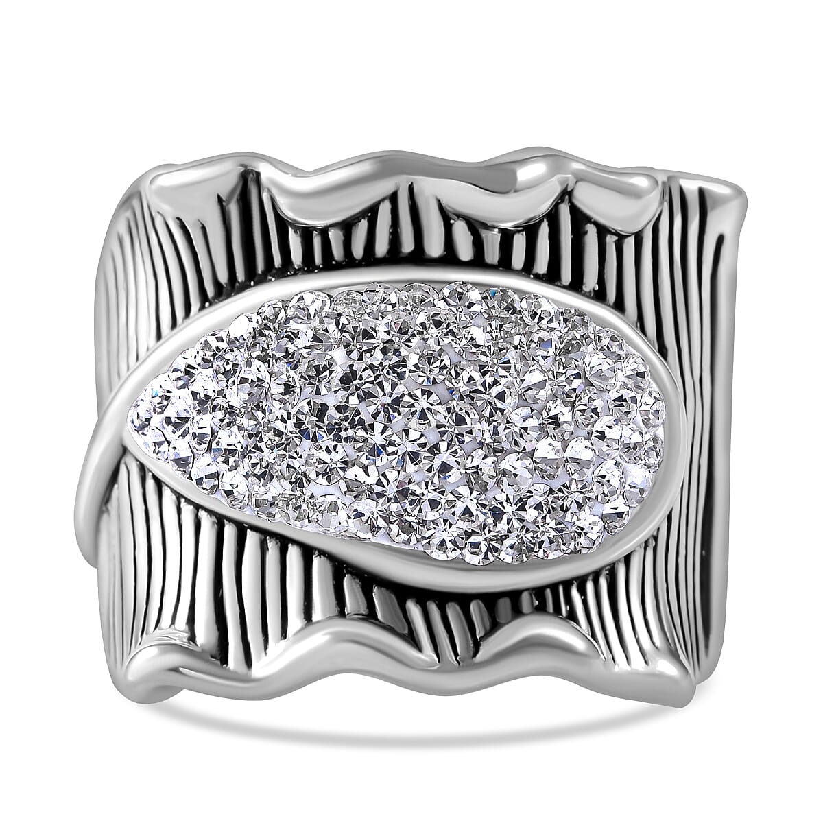 White Austrian Crystal Ring in Sterling Silver (Size 10.0)