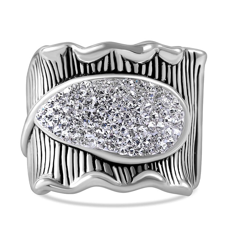 White Austrian Crystal Ring in Sterling Silver (Size 10.0)
