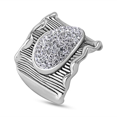 White Austrian Crystal Ring in Sterling Silver (Size 10.0)