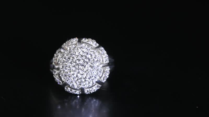 White Austrian Crystal Floral Ring in Sterling Silver (Size 10.0)