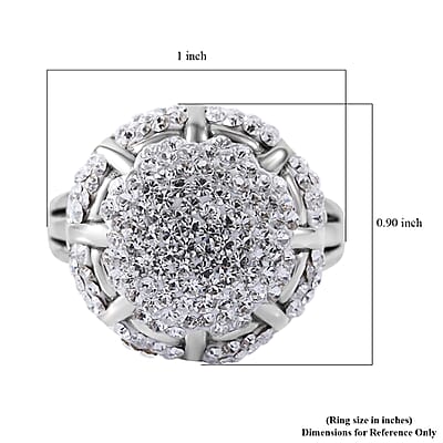 White Austrian Crystal Floral Ring in Sterling Silver (Size 10.0)