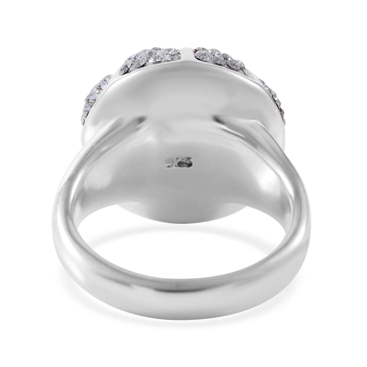 White Austrian Crystal Floral Ring in Sterling Silver (Size 9.0) image number 3