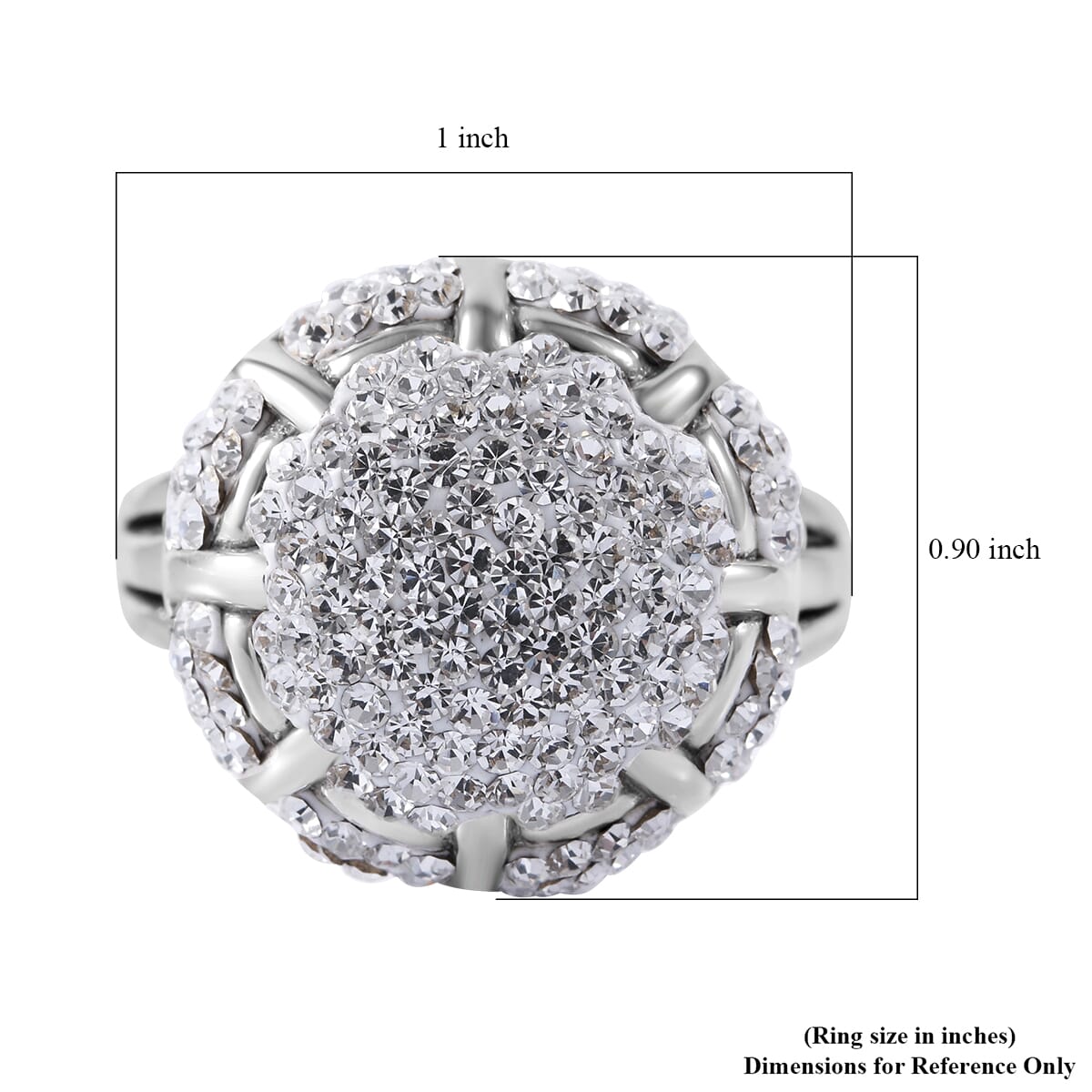 White Austrian Crystal Floral Ring in Sterling Silver (Size 9.0) image number 4