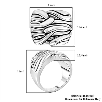 Waveform Statement Ring in Sterling Silver (Size 10.0) 5.30 Grams