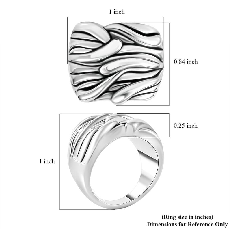 Waveform Statement Ring in Sterling Silver (Size 10.0) 5.30 Grams