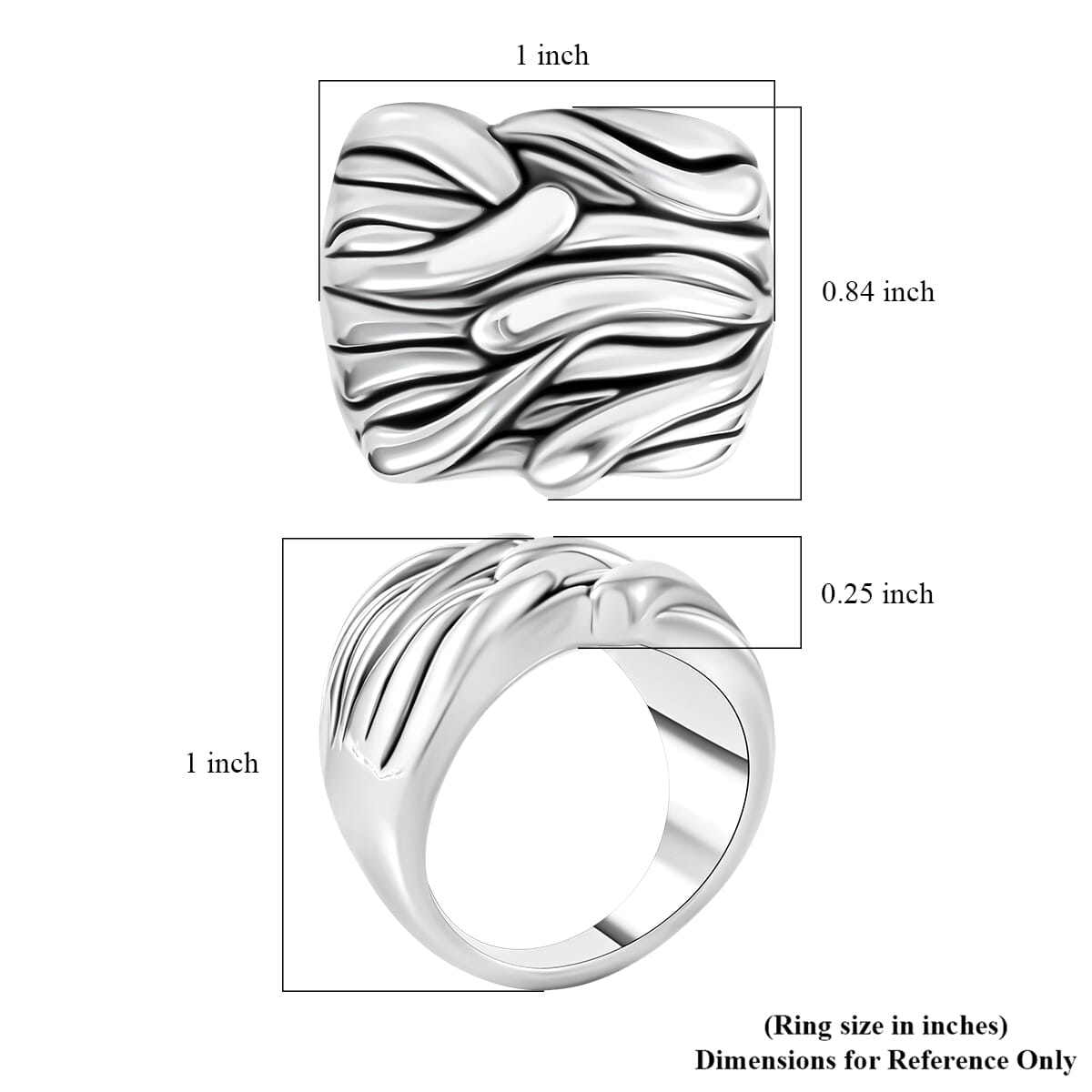 Waveform Statement Ring in Sterling Silver (Size 9.0) 5.30 Grams image number 5