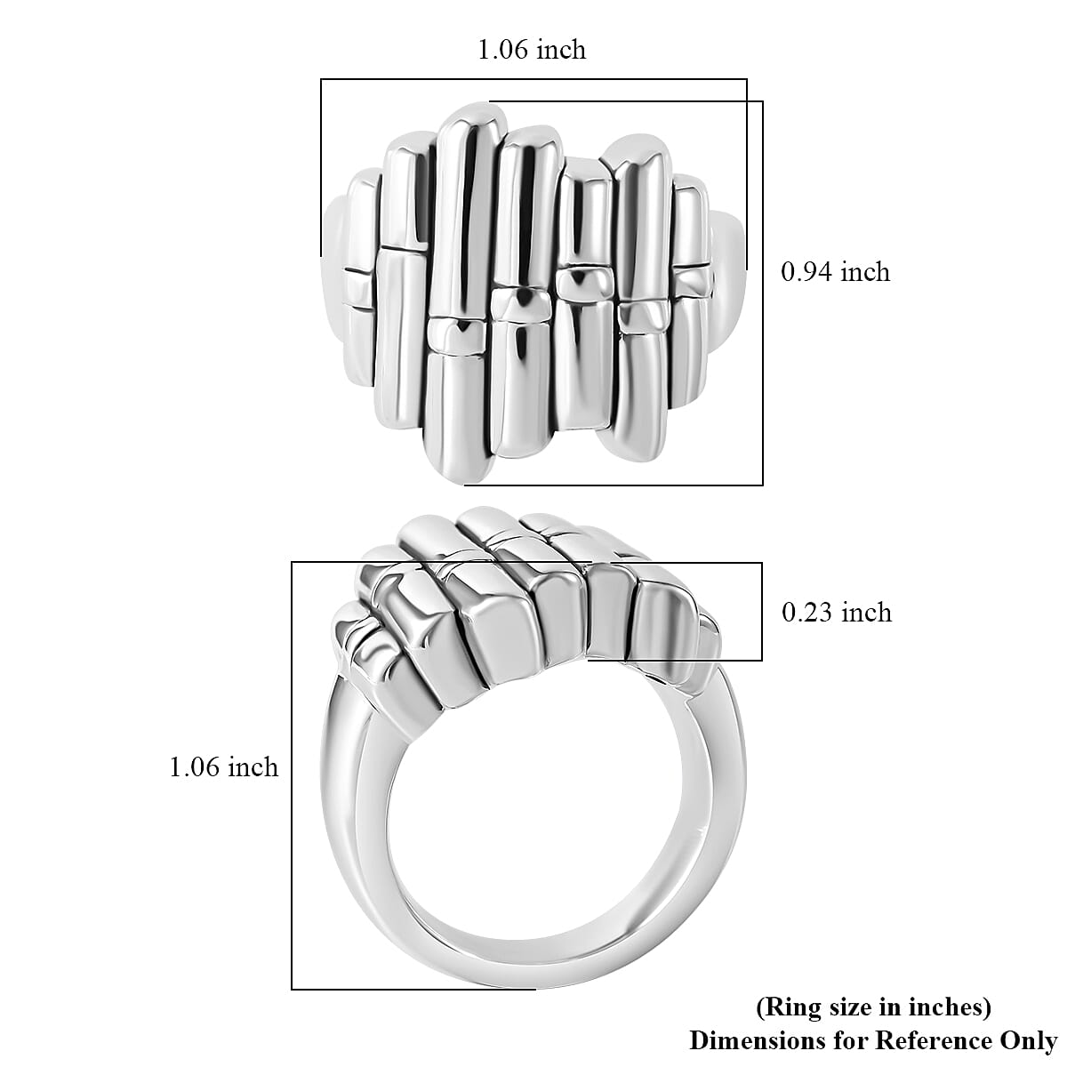 Sterling Silver Modern Pillar Ring (Size 6.0) 5.70 Grams image number 4