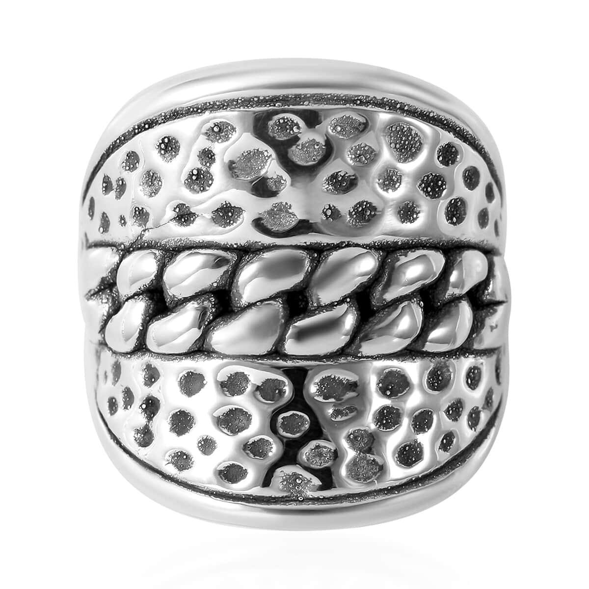 Dotted and Curb Ring in Sterling Silver (Size 8.0) 6 Grams image number 0