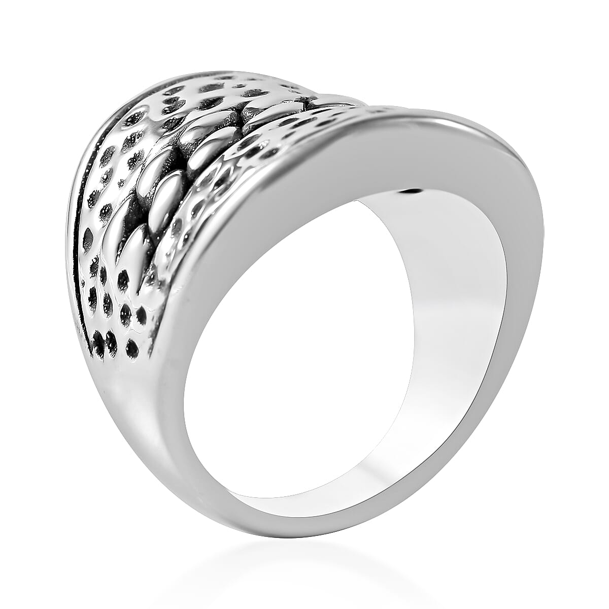 Dotted and Curb Ring in Sterling Silver (Size 9.0) 6 Grams image number 2