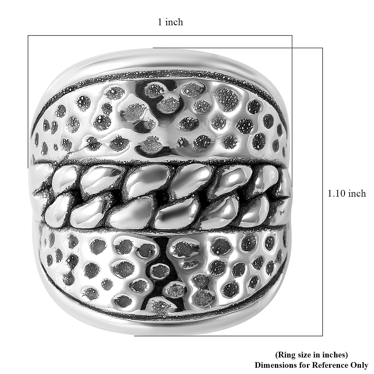 Dotted and Curb Ring in Sterling Silver (Size 9.0) 6 Grams image number 4