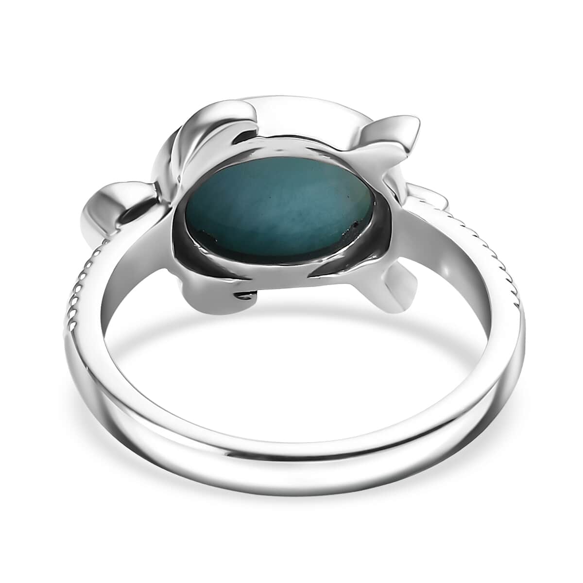 Artisan Crafted Premium Larimar Turtle Ring in Black Oxidized Sterling Silver (Size 7.0) 3.00 ctw image number 4