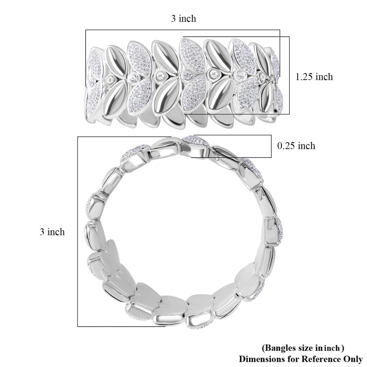 White Austrian Crystal Stretch Bracelet in Sterling Silver (7.25 In) image number 3